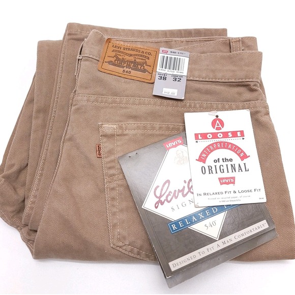 Levis Signature 540 Relaxed Jeans Brown Tab Mens 38x32 USA Vintage NEW Deadstock